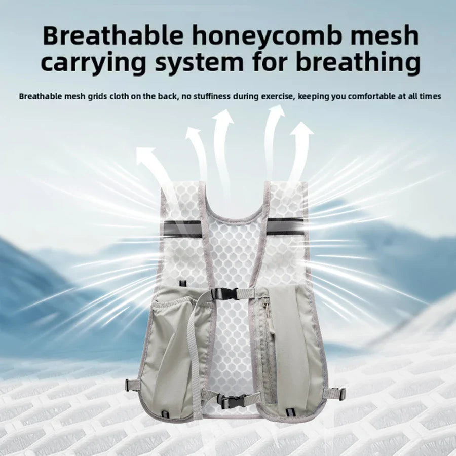 Lightweight Reflective Running & Biking Vest – Hydration Pack with Water Bottle Holder & Phone Storage Chest Bag