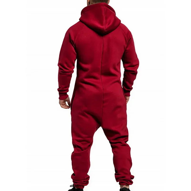 New 3D Full Design Jumpsuit Pajamas — Men’s Long-Sleeve Sports Pants & Solid Color Zipper Hoodie Casual Outfit