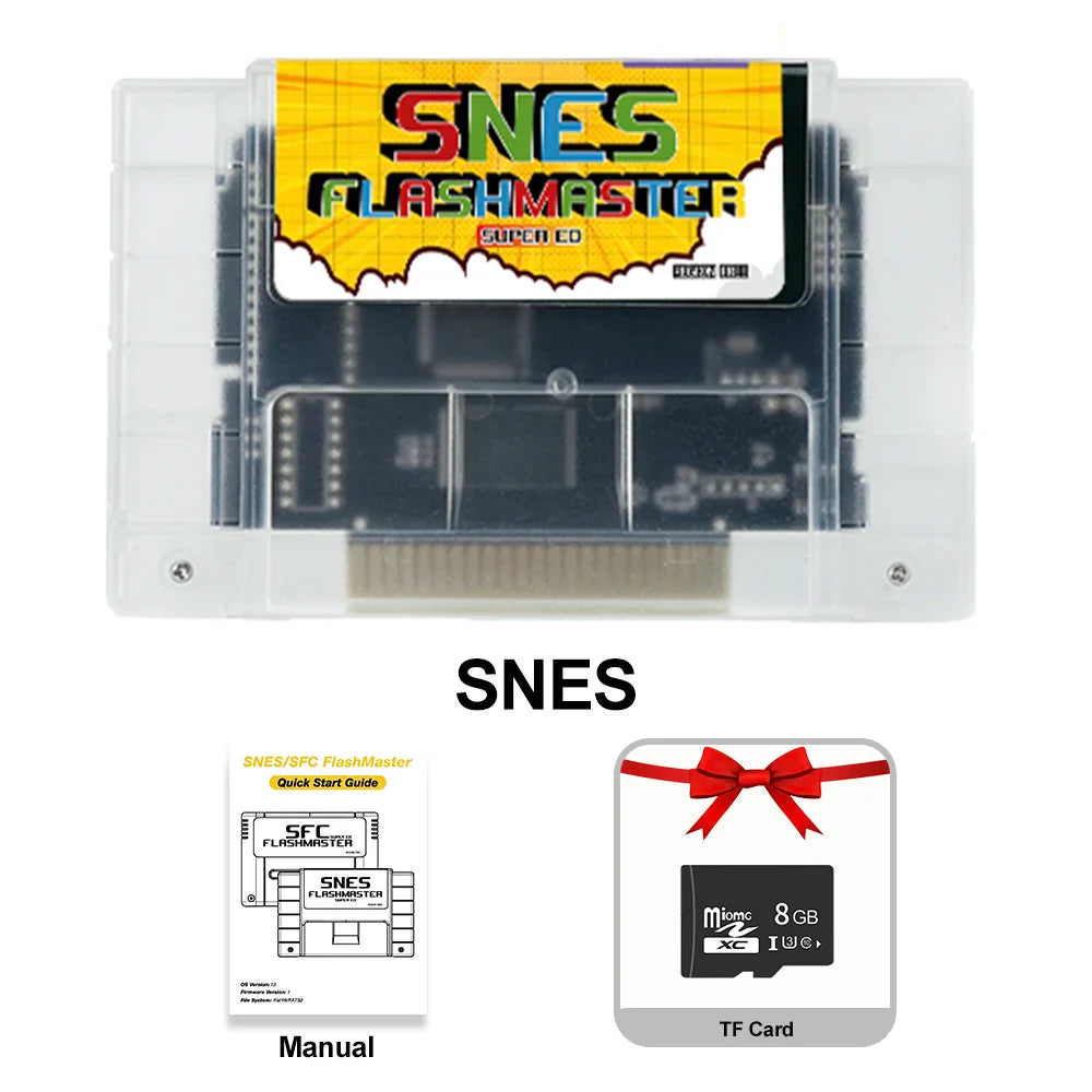 3000-in-1 SNES Flashmaster Cartridge – OS V12 with 8GB TF Game Card for Nintendo SNES Console