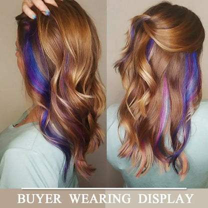 HUAYA 18" Synthetic Clip-In Colorful Curly Hair Extension – Ombre Pink Purple Red Blue Hair Piece