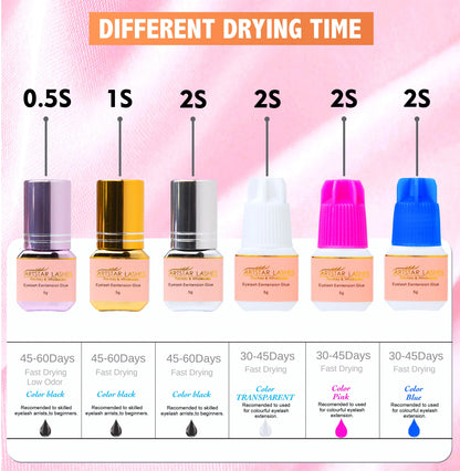 ARTSTAR 5ml Eyelash Extension Glue – Fast-Drying 0.5S/1S/2S Adhesive, Low-Odor, Long-Lasting Lash Glue