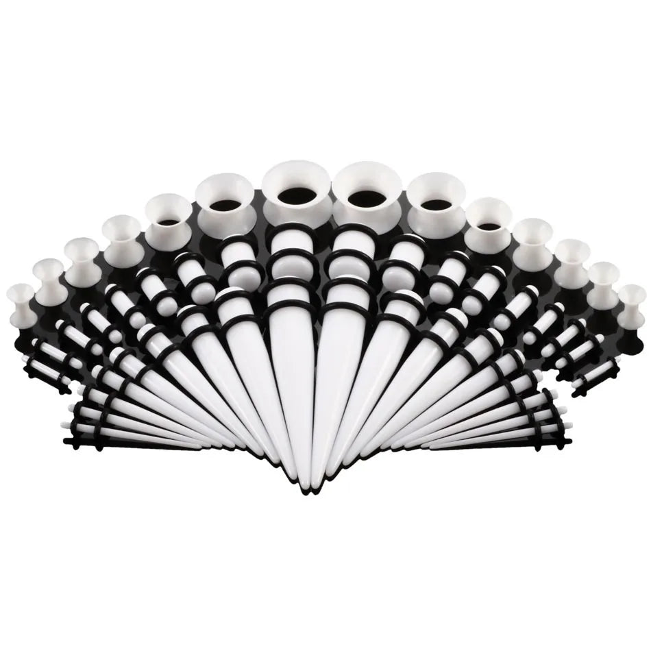 50PCS Acrylic Ear Stretching Kit – Tapered Ear Expander Plugs for Piercing, Punk Body Jewelry & Ear Dilations