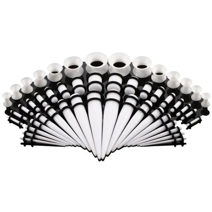 50PCS Acrylic Ear Stretching Kit – Tapered Ear Expander Plugs for Piercing, Punk Body Jewelry & Ear Dilations