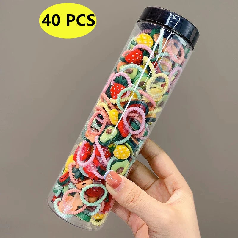 40PCS/10PCS Cute Flower Hair Bands for Girls – Elastic Hair Rings for Kids Birthday Party Headwear