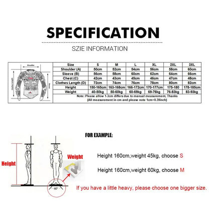 Motorcycle Jacket with Full Body Armor Set – Chest Armor Suit for Motocross Racing & Protective Moto Gear, Sizes S-5XL