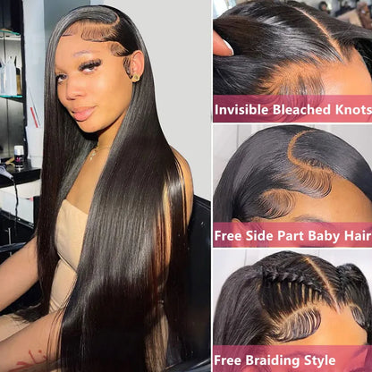 30 Inch Brazilian Bone Straight Lace Front Wig - HD Transparent 13X4 Lace Frontal, 4X4 Closure Human Hair Wigs for Women