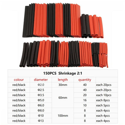 150PCS Insulation Heat Shrink Tubing Kit - 2:1 Thermoresistant Shrink Wrap for Cable Protection