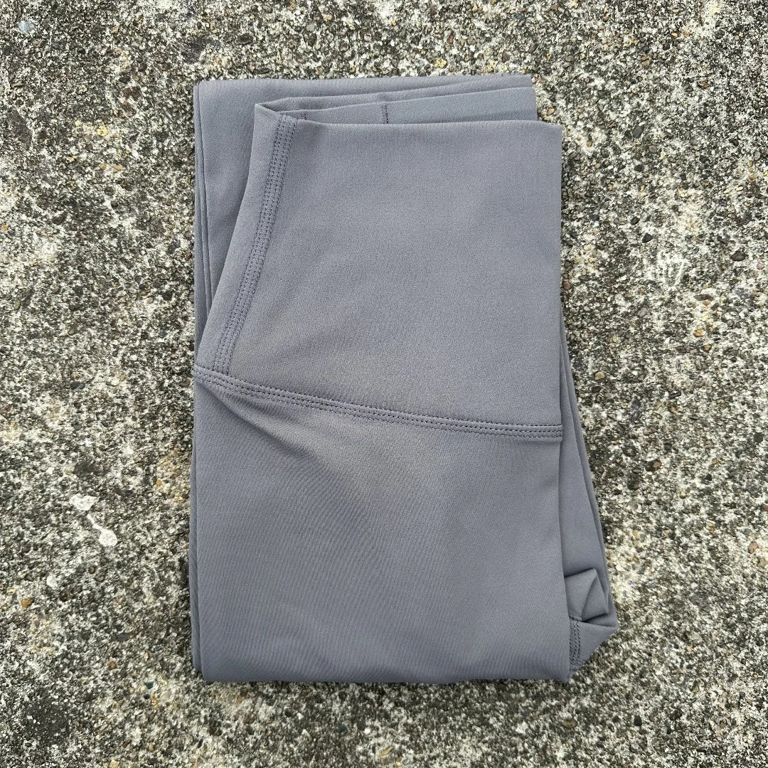High Waist Women's Yoga Leggings - Solid Color Cropped Gym & Training Pants with Back Pocket