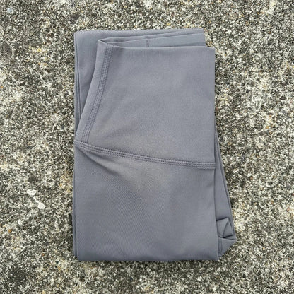 High Waist Women's Yoga Leggings - Solid Color Cropped Gym & Training Pants with Back Pocket