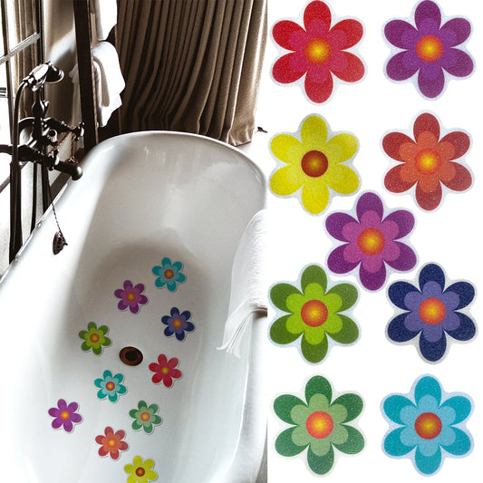 10pcs Cartoon Pattern Anti-Slip Bathroom Stickers – Self-Adhesive EPDM Mat for Bathtub, Stairs & Kids Room