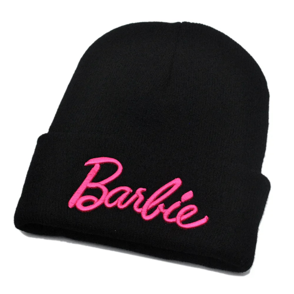 Barbie Knitted Hat – Cute Pink Pullover Ski Cap for Women, Kawaii Anime Winter Accessories, Christmas Gift for Girls