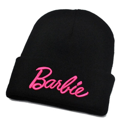 Barbie Knitted Hat – Cute Pink Pullover Ski Cap for Women, Kawaii Anime Winter Accessories, Christmas Gift for Girls