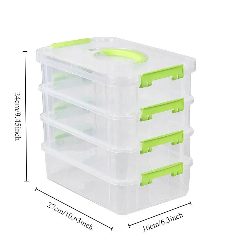 4-Layer Stackable Transparent Organizer – Multi-Tier Plastic Storage Box for Kids Toys, Makeup, Jewelry, Office & School