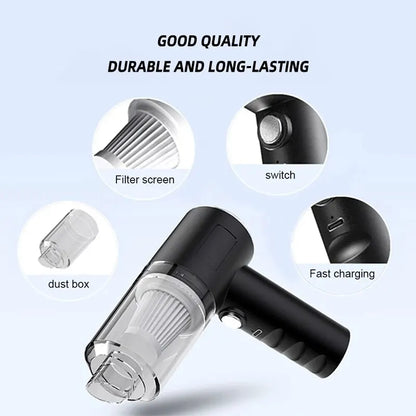 Wireless 120W High Power Vacuum Cleaner - Dual-Use for Home & Car, 1PC, Powerful & Portable, Black