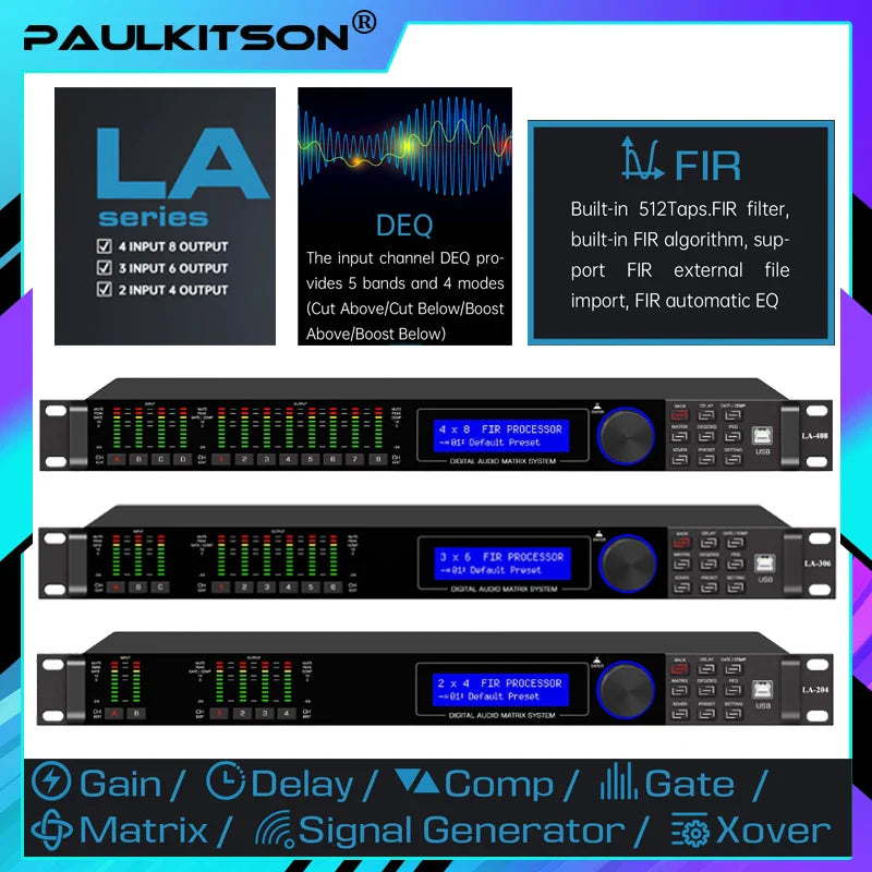 Paulkitson LA Series Digital Audio Processor - 192KHz 64-Bit DSP with FIR Speaker Management System