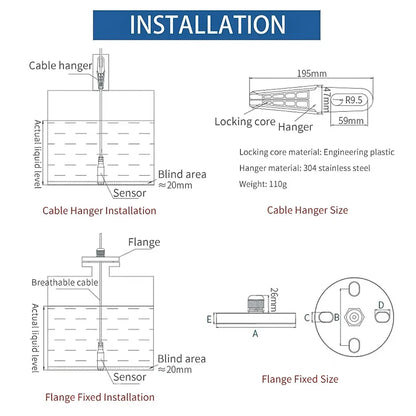 Level Sensor Transmitter – 4-20mA, 0-5V, 0-10V RS485 Output Liquid Level Probe Detector with Float Switch Controller