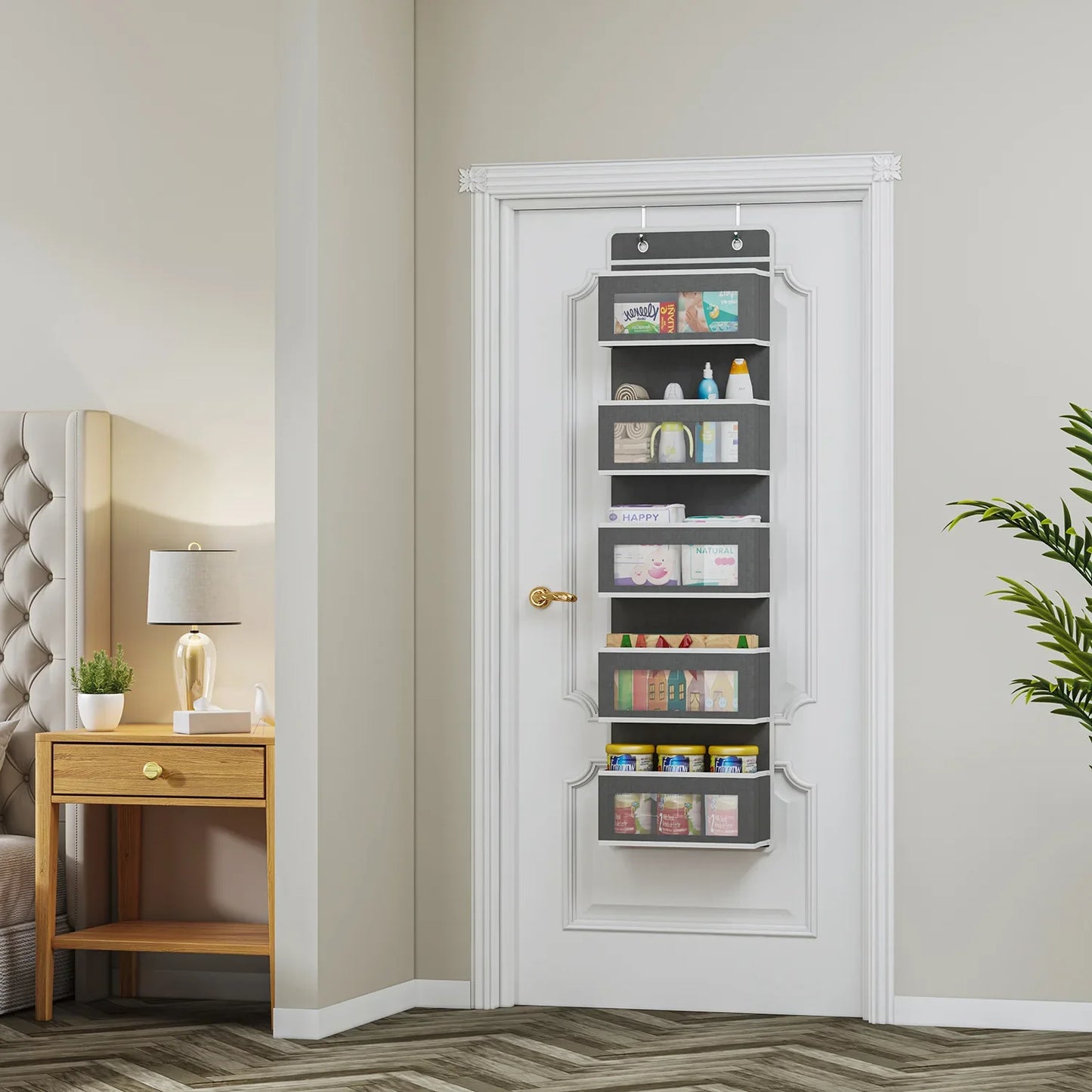 Over The Door Hanging Organizer - 1/3/4/5 Pocket Wall Mounted Storage Rack for Bathroom, Dorm & Clothes