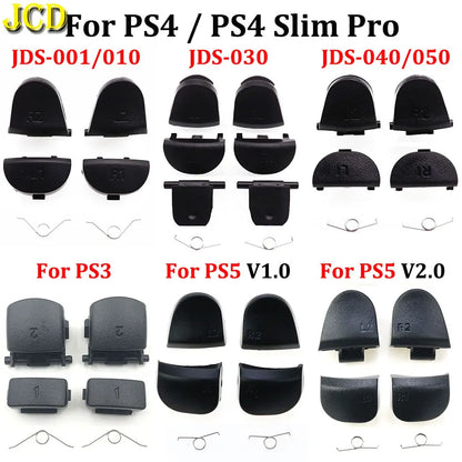 JCD PS3/PS4/PS5 Controller Replacement Trigger Buttons Set – L1 R1 L2 R2 Game Keys with Springs (Black)