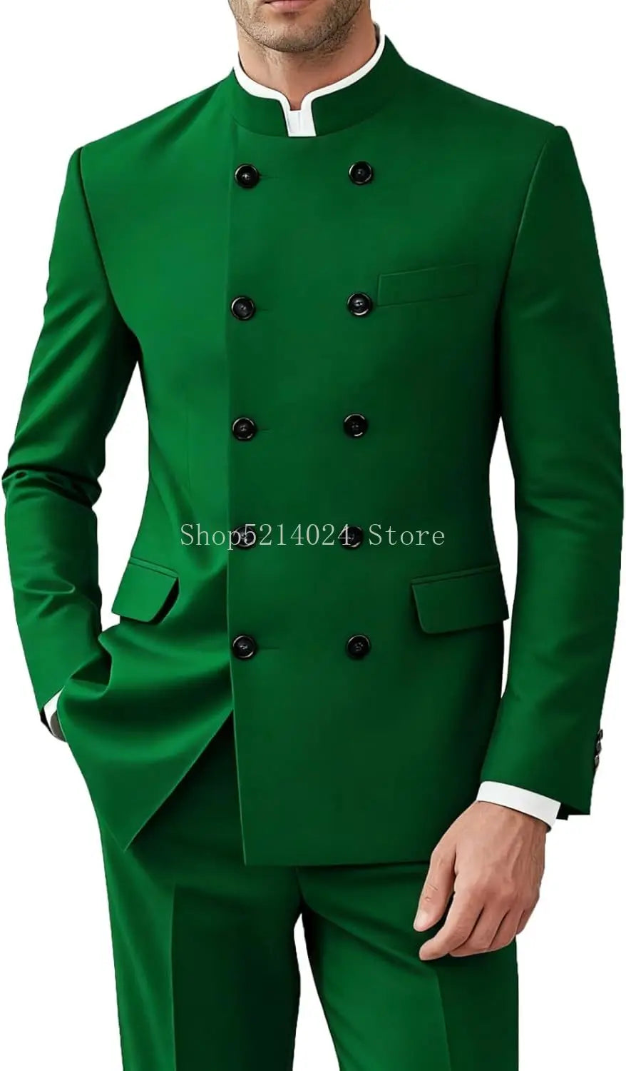 Men’s 2-Piece Suit Set - Gold Button Jacket & Pants Formal Wedding Style Outfit