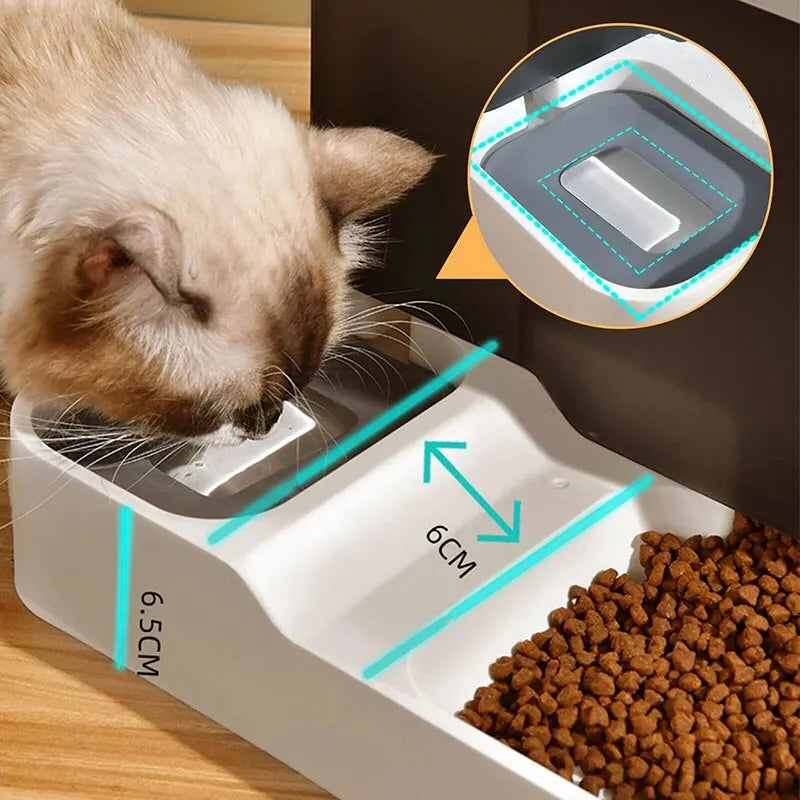 Large Capacity Automatic Cat Food Dispenser with Drinking Water Bowl - Wet and Dry Separation Pet Food Container - Convenient Pet Supplies