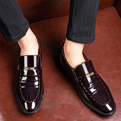 Men’s Patent Leather Oxford Shoes - Classic Slip-On Business, Wedding, Party and Office Dress Shoes Plus Size