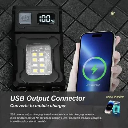 2/1pcs Portable Mini USB Rechargeable Flashlight — Super Bright LED Tail Magnet Torch with COB Emergency Light for Camping & Hiking