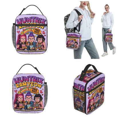 Huntrix KPop Demon Hunters Insulated Lunch Bag – Reusable Leakproof Cooler Tote for Kids & Office