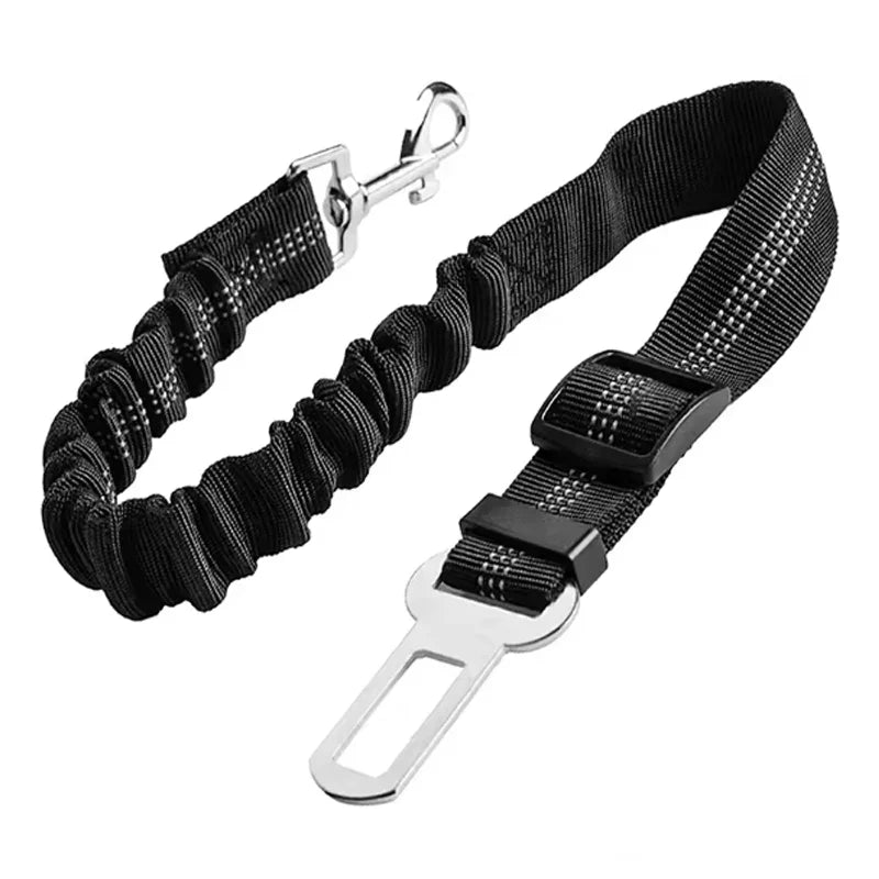 High-Grade Adjustable Dog Car Safety Belt — Shock-Absorbing Damping Strap with Reflective Trim, Universal Fit