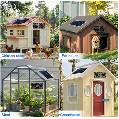 Heat Dissipation Solar Exhaust Fan Kit - 10W/15W Dual Fan Ventilation for Greenhouses & Chicken Coops
