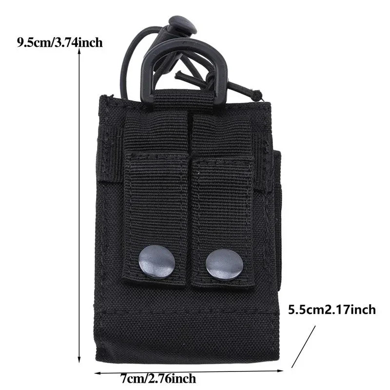 DIZETION Tactical Radio Pouch - MOLLE Nylon Walkie Talkie Holder & Hunting Interphone Hanging Bag