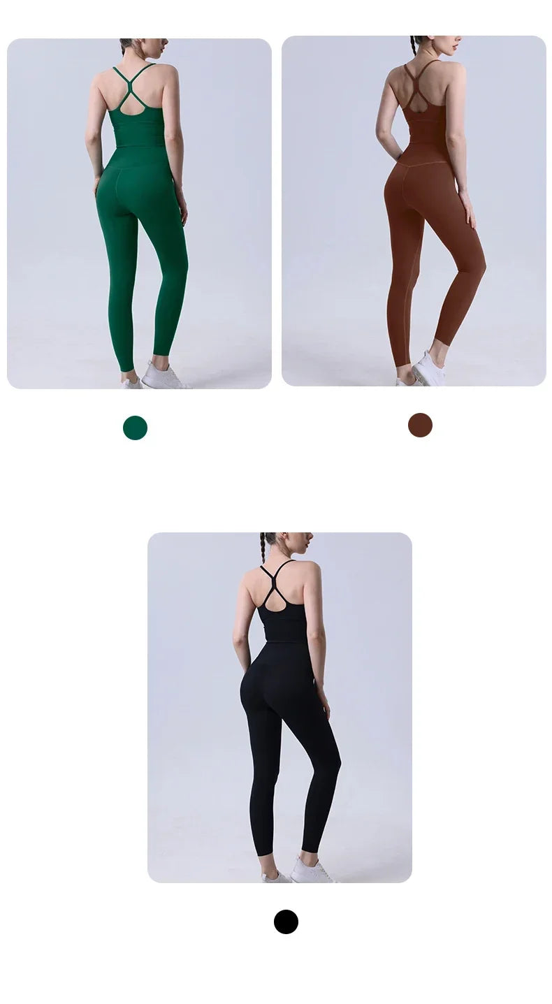 2-Piece Women’s Yoga Tracksuit – Athletic Pilates Fitness Set with Sports Bra & Leggings for Gym Workout