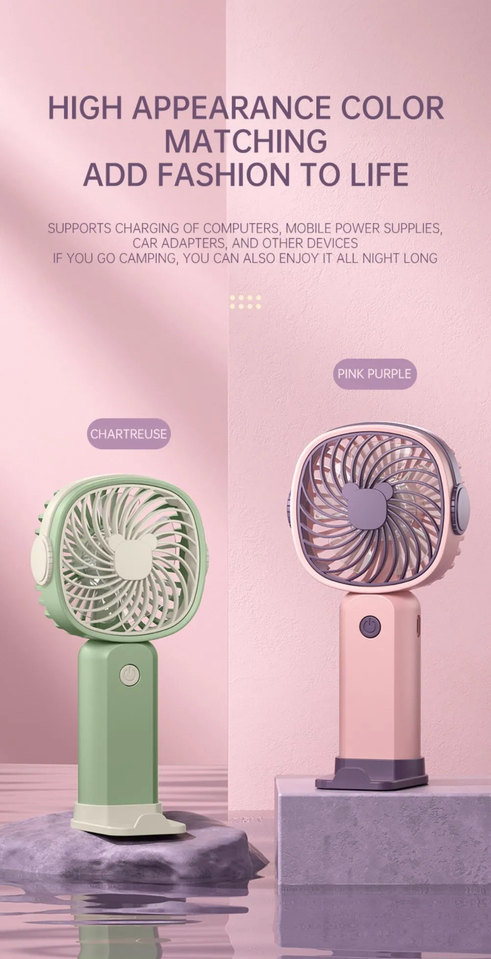 Portable Mini USB Fan – Handheld & Desktop Fan with Phone Holder, 3-Speed Adjustable Wind, Long Battery Life, Multi-Function Cooling Fan