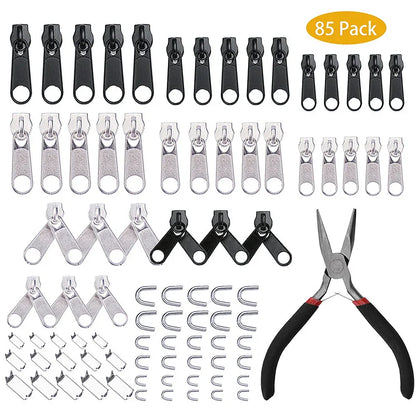 Zipper Repair Kit - 197/84/8pcs Zipper Replacement Puller for Clothing, Tents - Install Pliers Tool for Extension, Luggage Repair