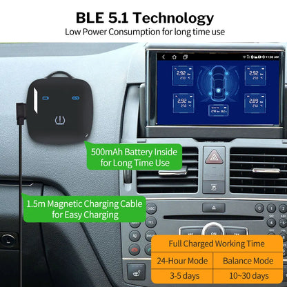 Deelife Car TPMS – Tire Pressure Monitoring System for Android and iOS with Bluetooth BLE Sensors for 4-5 Wheels