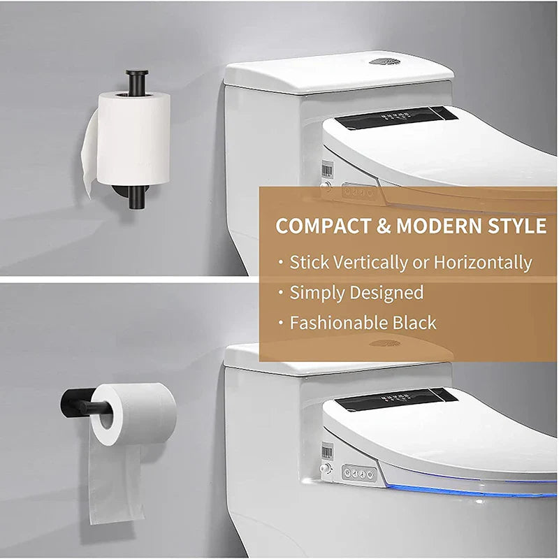 Stainless Steel Adhesive Paper Towel Holder: No-Hole Punch Kitchen & Bathroom Rack - Lengthened Storage for Toilet Roll & Towels