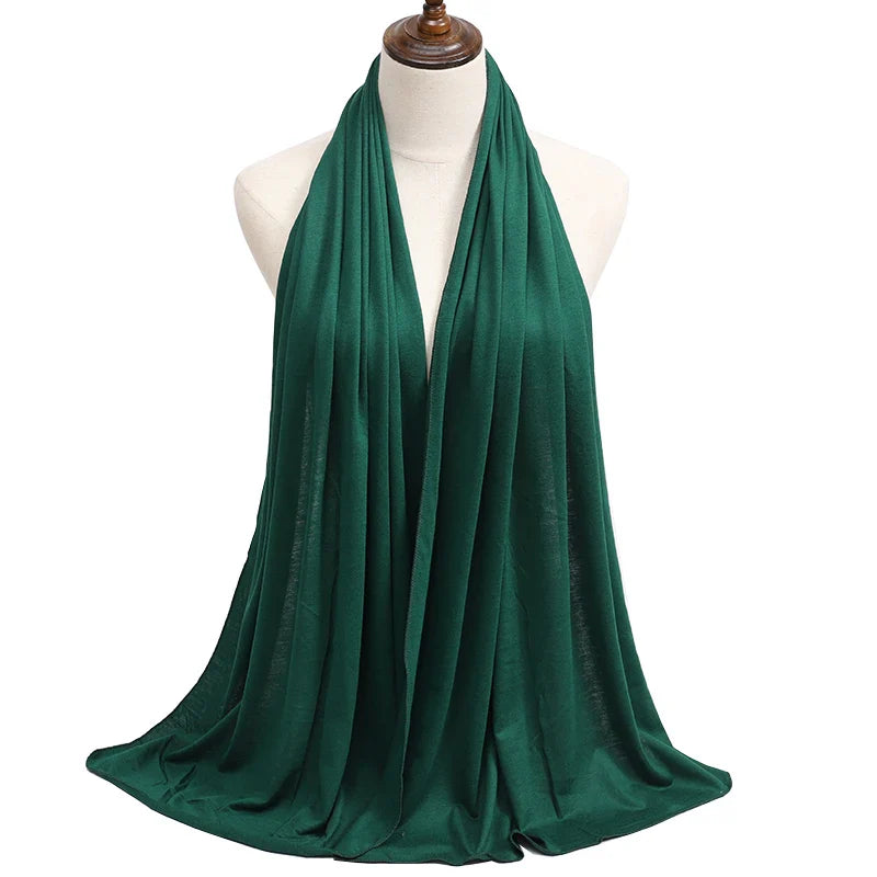 Women's Modal Cotton Jersey Hijab - Soft Solid Color Muslim Headscarf for Ramadan & Everyday Wear