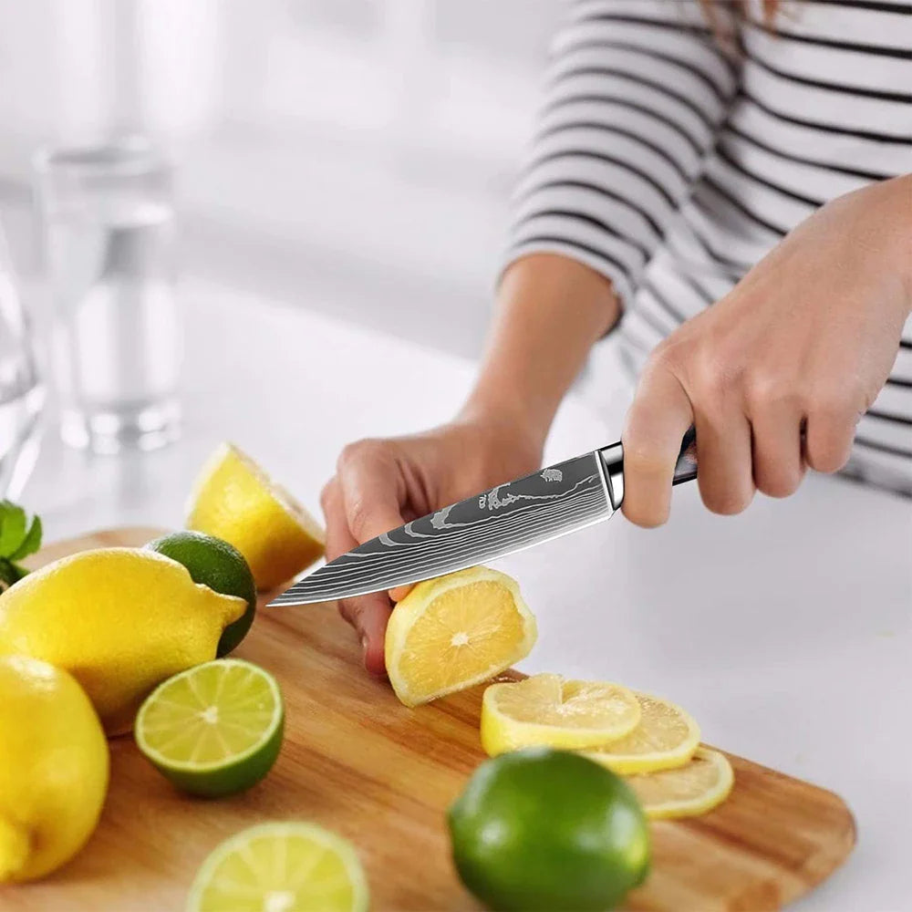 XITUO Kitchen Knife Set - 1-9PCS 7Cr17Mov Stainless Steel Chef, Santoku & Fruit Knives with Ergonomic Pakkawood Handle