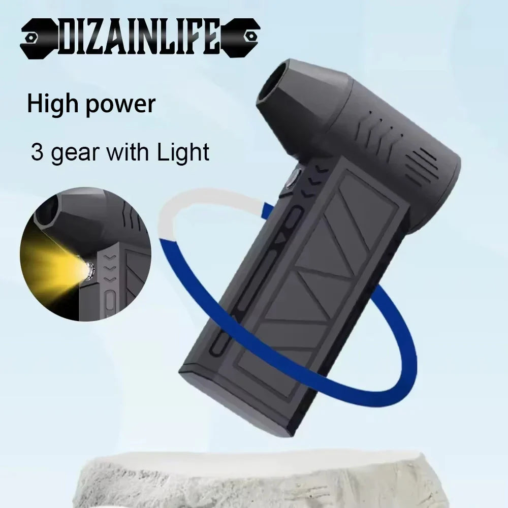 130,000 RPM Mini Turbo Jet Fan - Electric Air Duster with Adjustable Wind Speed & Light | Rechargeable Violent Blower for Car Cleaning
