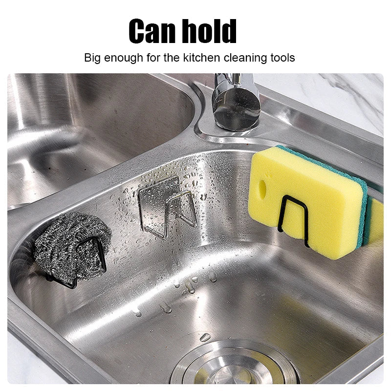 Stainless Steel Self-Adhesive Kitchen Sponge Rack - Sink Drain Drying Holder, Sink Accessories for Efficient Organization