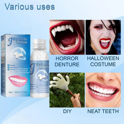 Temporary Tooth Repair Resin – 10/20/30ML Shapeable Dental Glue for Filling Broken Teeth, Dentures & Halloween Fangs
