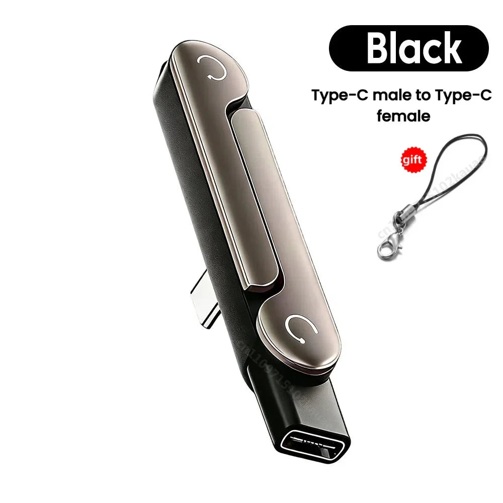 Type-C 240W Fast Charging Bracket Adapter – USB-C Male to USB-C Female OTG Converter with Foldable Holder (1/2/3PCS)