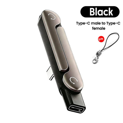 Type-C 240W Fast Charging Bracket Adapter – USB-C Male to USB-C Female OTG Converter with Foldable Holder (1/2/3PCS)