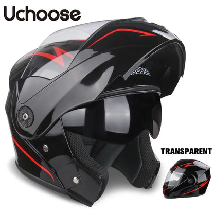 Uchoose Unisex Motorcycle Helmet – DOT Certified, Double Lens, Modular Flip Helmet with Visor, Cross-Section Safety