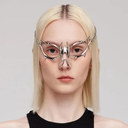 Fashion Gothic Cyberpunk Mask – Irregular Liquid Silver Hollow Jewelry, Individuality Accessory for Men & Women Party