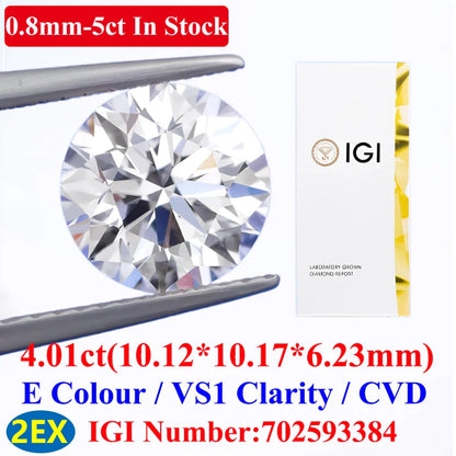 0.1–5CT Super White Lab-Grown Diamond Loose — IGI/GIA Certified, HPHT & CVD, DEFG VVS-SI, Diamond Tester Approved for Wedding Jewelry