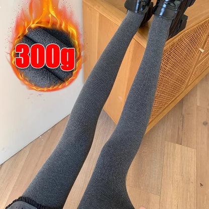 Women’s Winter Plush Leggings — Thicken Vertical Stripe Thermal Tights, High-Waist Fleece, Slim Fit, High Stretch