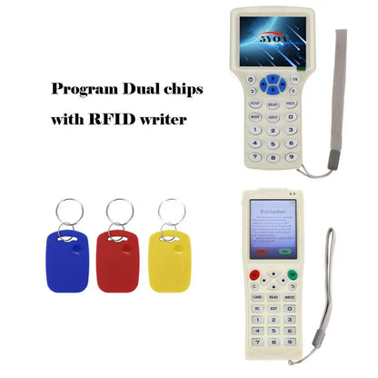 5YOA 10pcs 2-in-1 Dual Chip RFID Keyfobs – 125KHz T5577 & 13.56MHz UID Rewritable Composite Access Control Keys