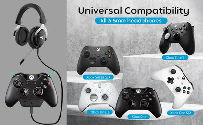 Stereo Headset Adapter for Xbox One & Series X|S – Audio Balance, Volume & Mic Control for Controllers