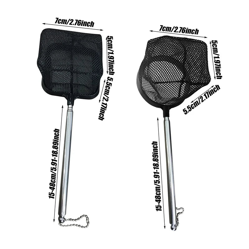 Stainless Steel Retractable Aquarium Fish Net – Small Shrimp Fishing Net for Fish Tank Cleaning and Water Maintenance Accessories Tool