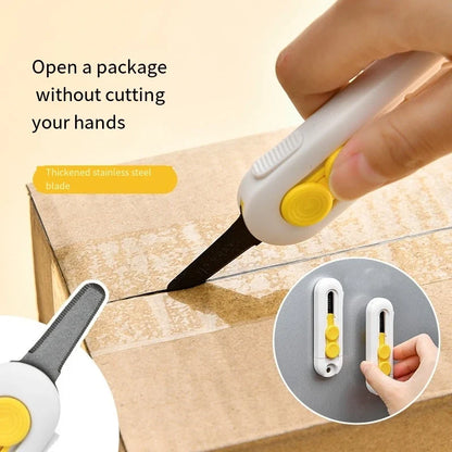 Magnetic Mini Box Cutter - Portable Letter Opener and Paper Cutter with Retractable Blade, Durable ABS Material